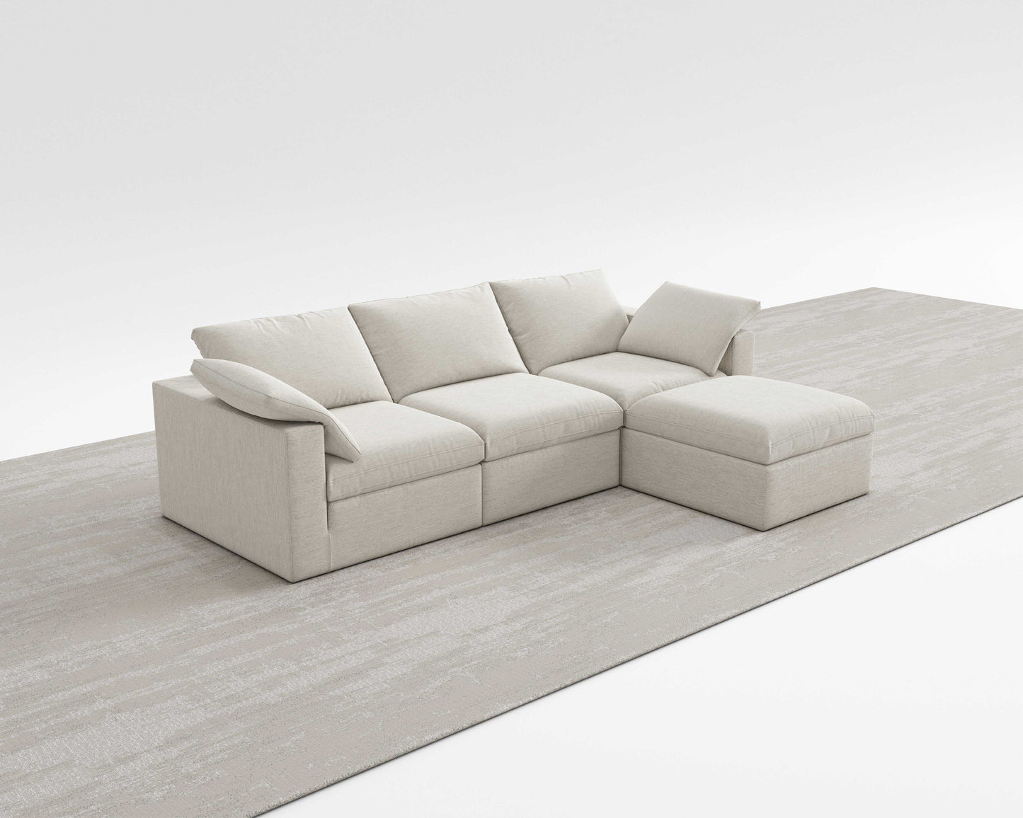 Cloud Sectional sofa with modular design in soft, breathable cotton-linen fabric.