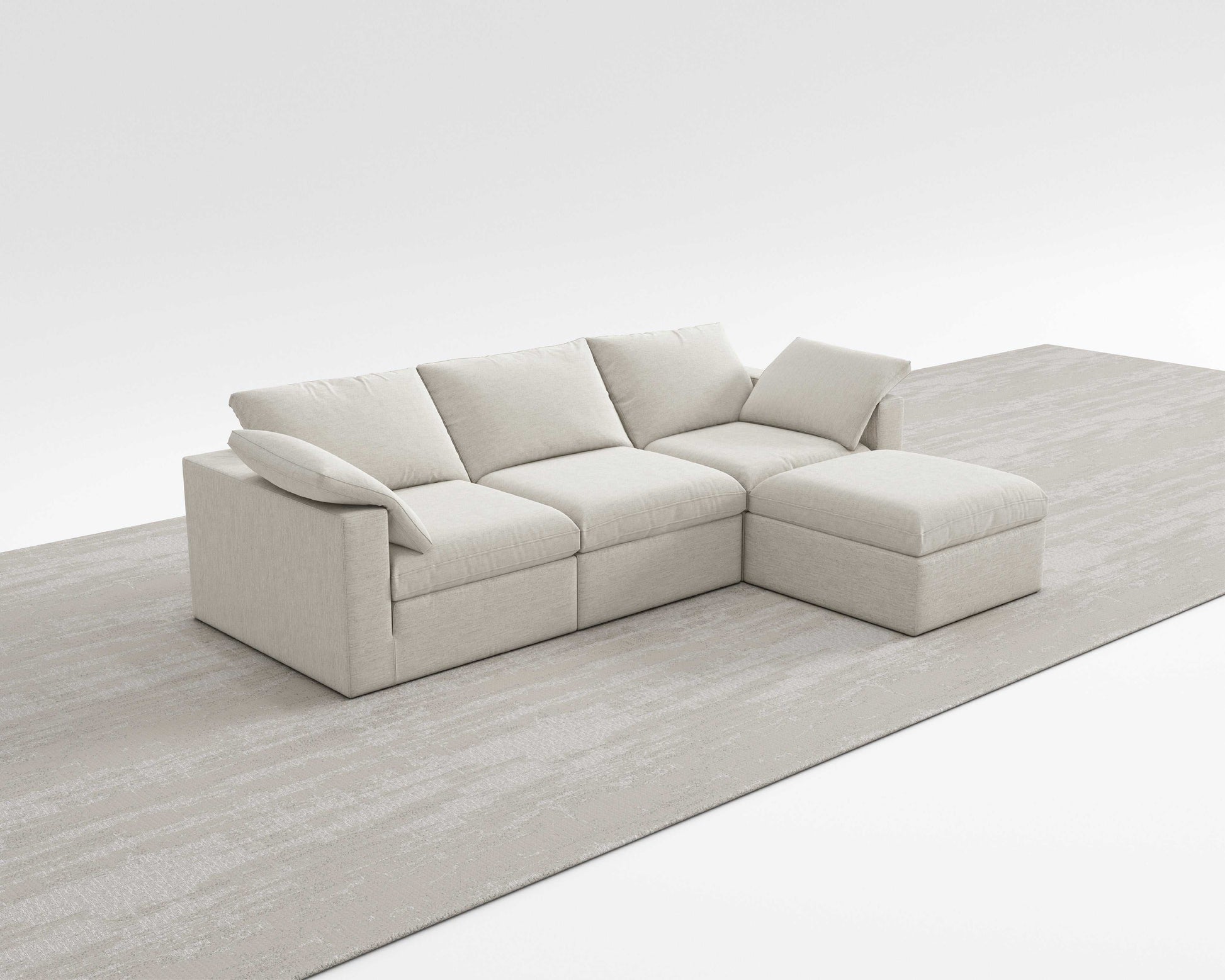 Cloud Sectional sofa with modular design in soft, breathable cotton-linen fabric.