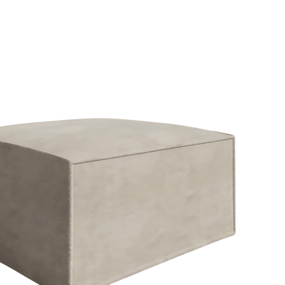 Modern beige Mod Ottoman with sleek, low-profile design and plush cushion.