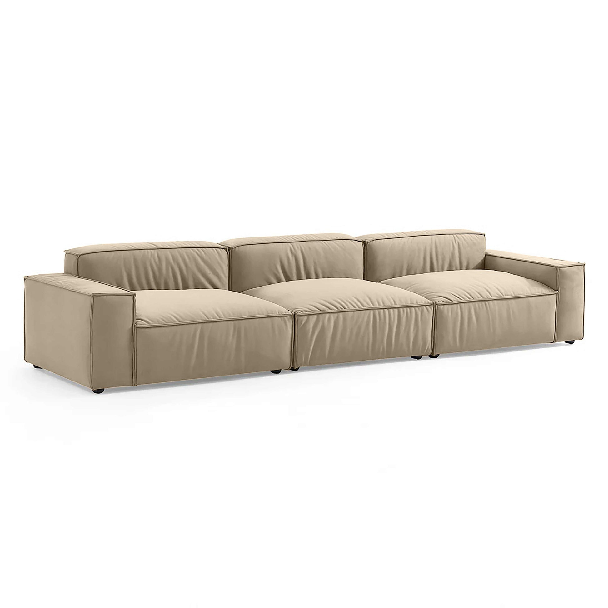 Modular Nest Sofa with vegan smart foam, double-seat tofu block design, in a calming color palette.