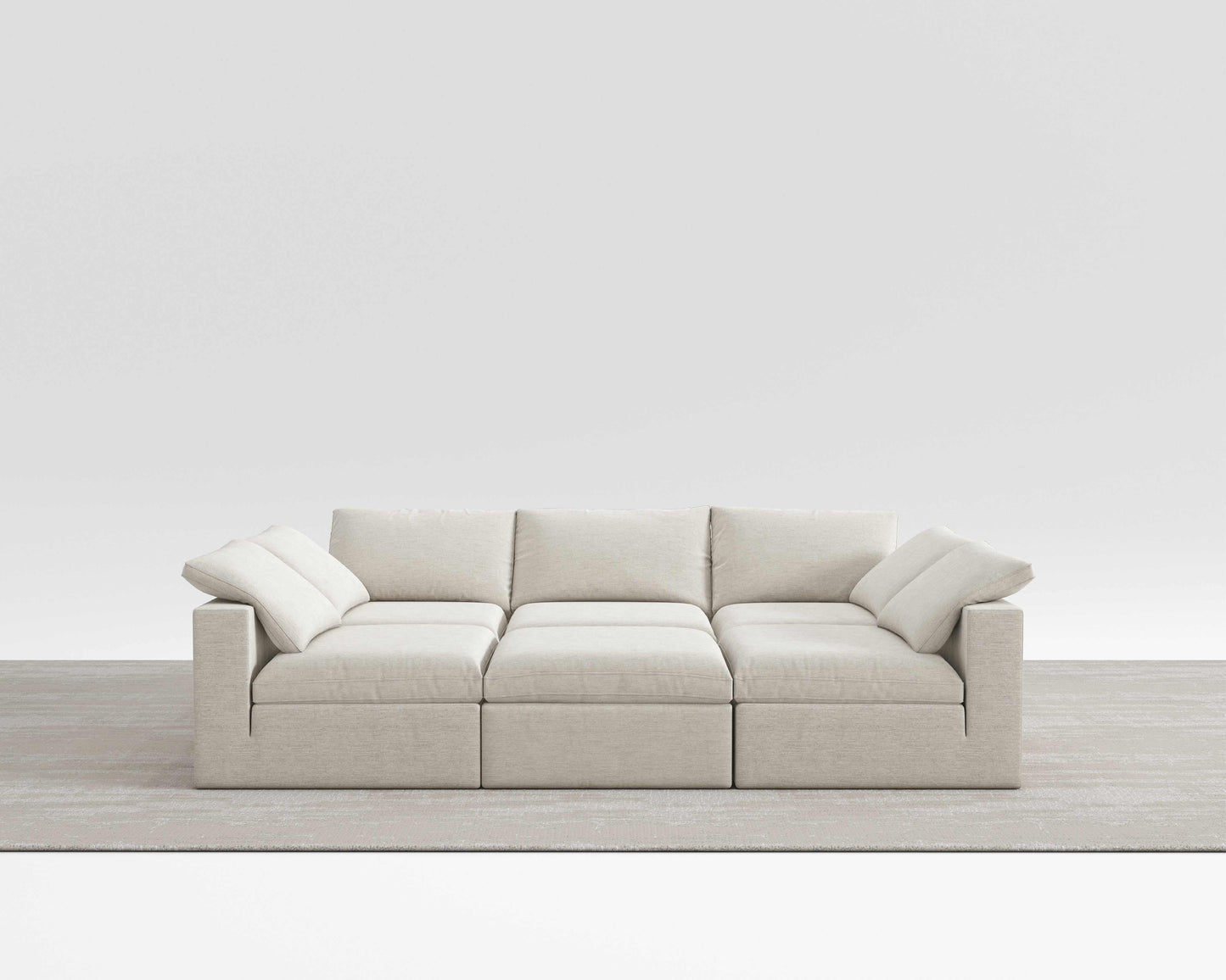 Modern beige Cloud Sectional sofa bed with modular design and soft cushions.