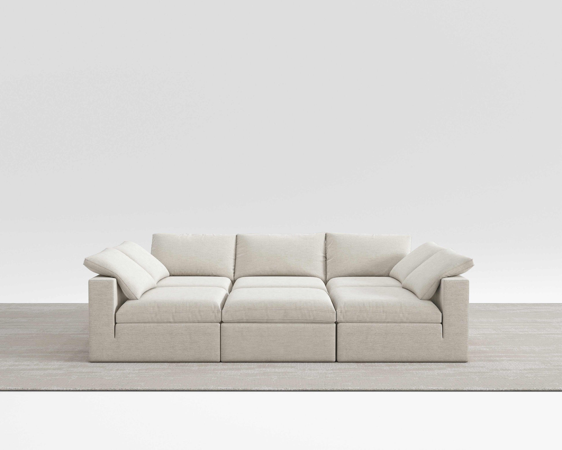 Modern beige Cloud Sectional sofa bed with modular design and soft cushions.
