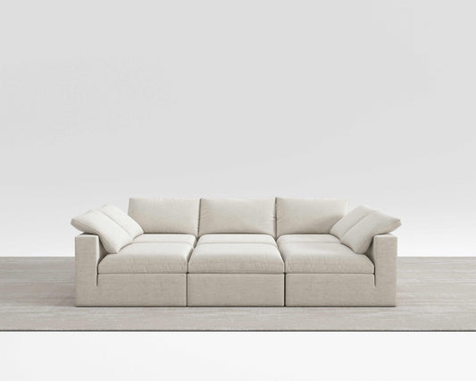 Modern beige Cloud Sectional sofa bed with modular design and soft cushions.