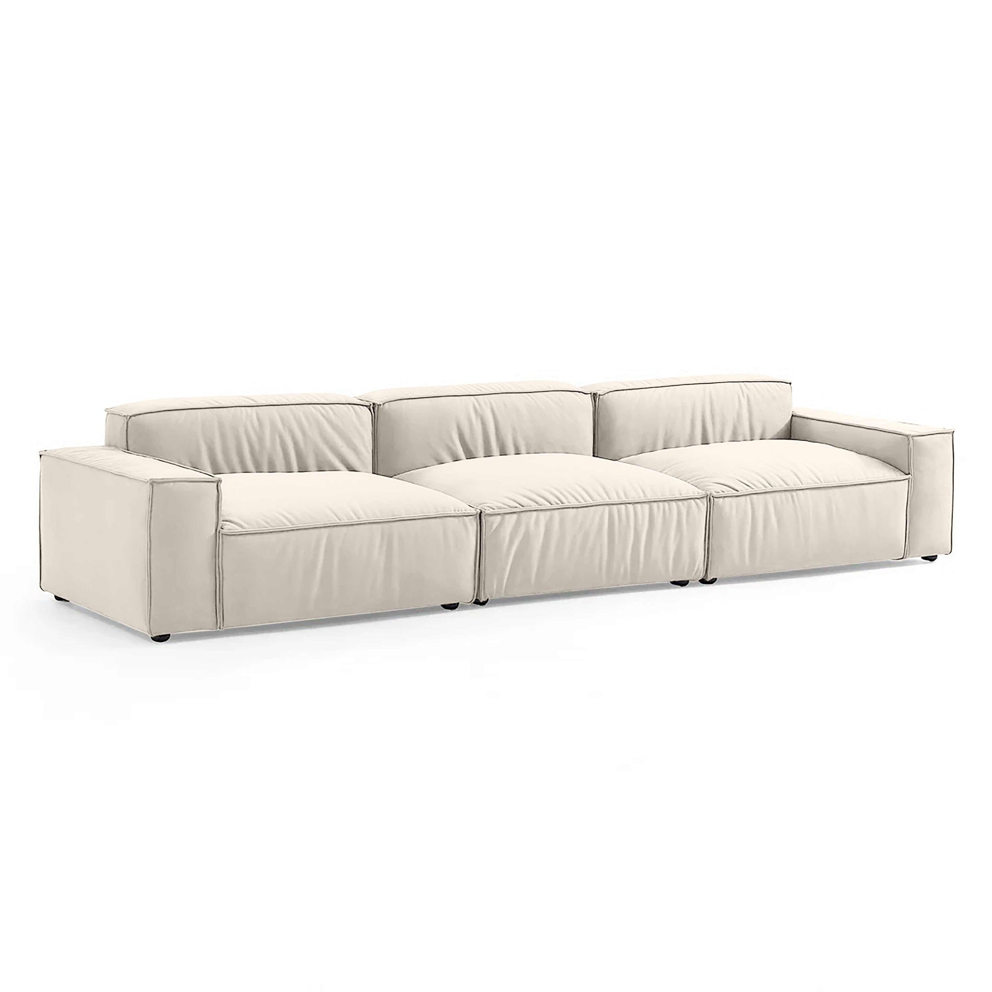 Nest Sofa with modular tofu block design, crafted with Vegan Smart Foam, offers comfort and style in a calming color palette.