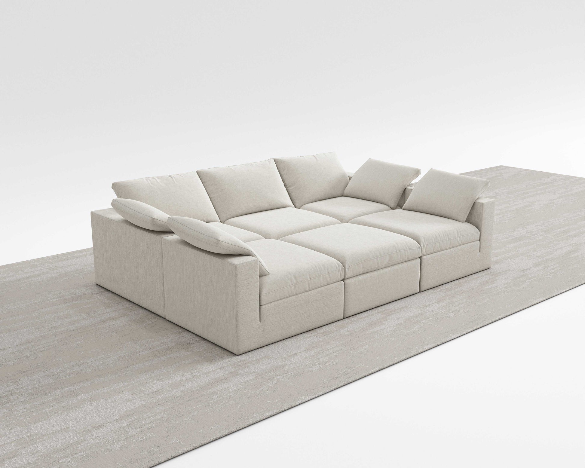 Cloud Sectional Bed with modular design, soft texture, and deep seating in soothing colors.