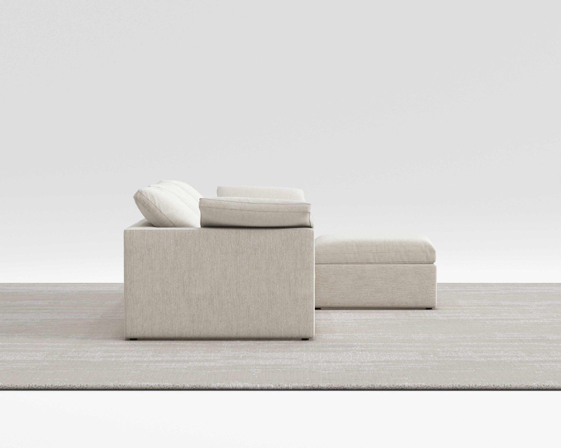 Cloud Sectional sofa with soft, cloud-like texture and modular design in serene color.