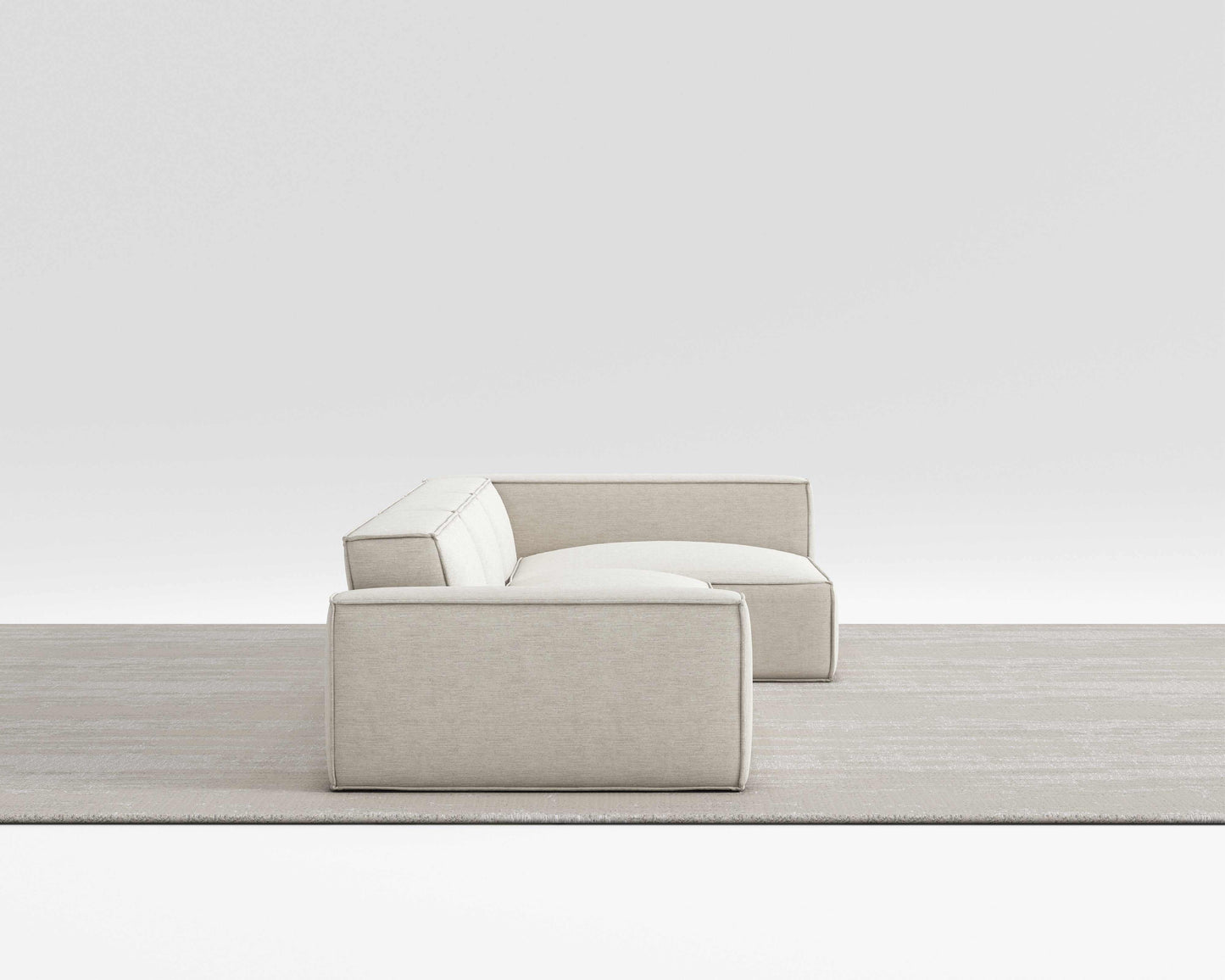 Modular Nest Sofa with tofu block design and Vegan Smart Foam in neutral color.
