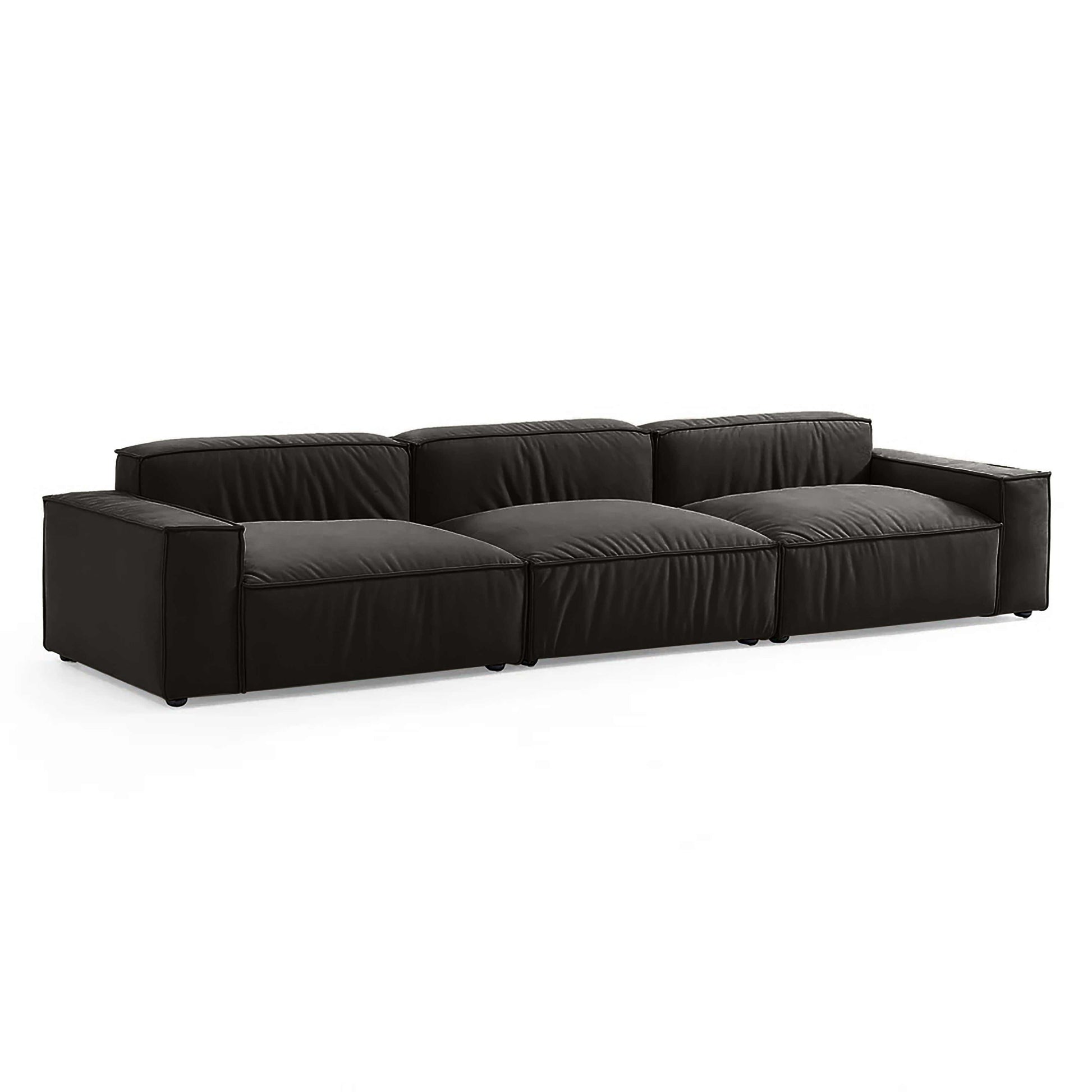 Modular Nest Sofa in calming color palette with tofu block design and Vegan Smart Foam technology.