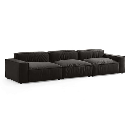 Modular Nest Sofa in calming color palette with tofu block design and Vegan Smart Foam technology.