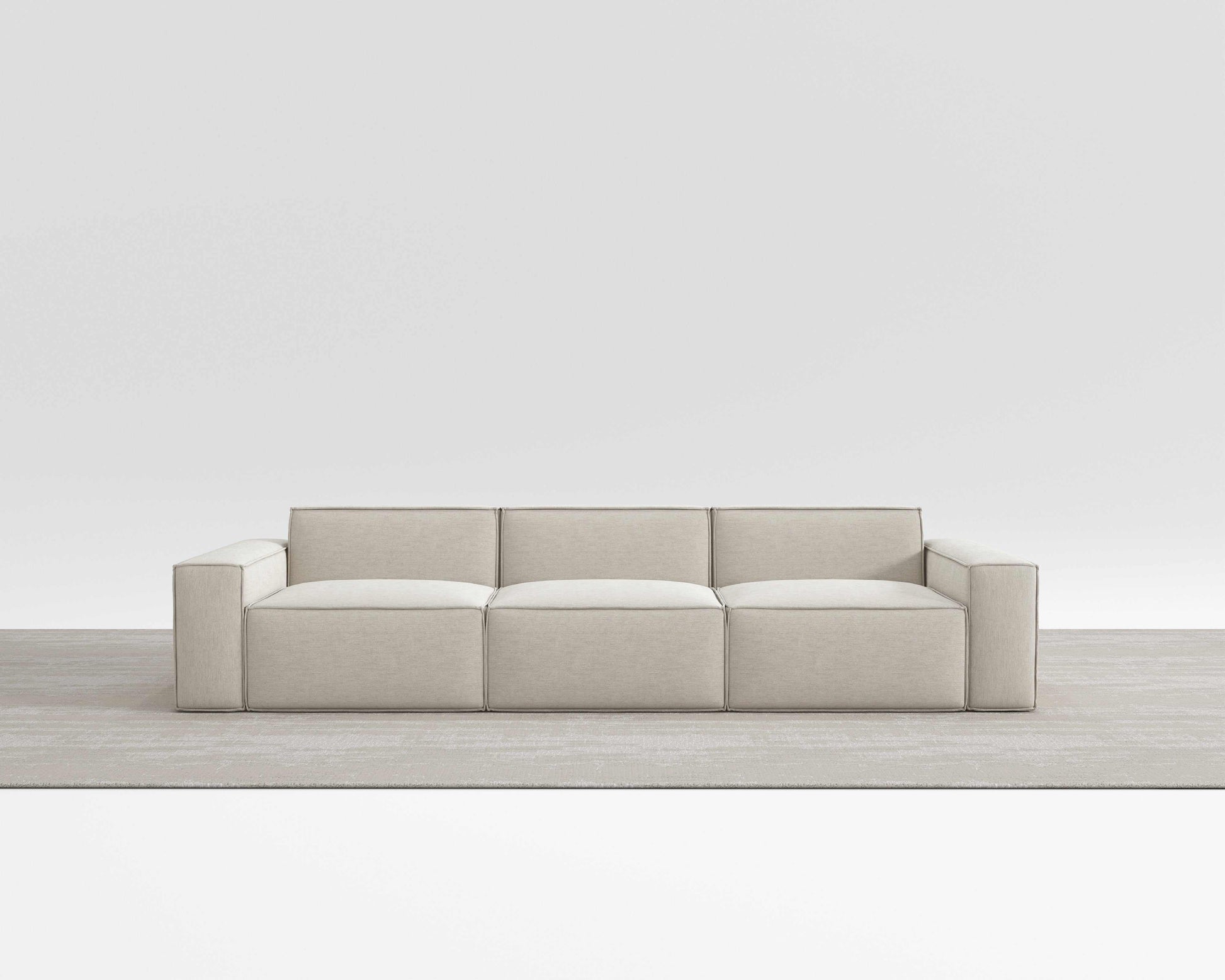 Modular Nest Sofa with double-seat tofu block design in neutral color.