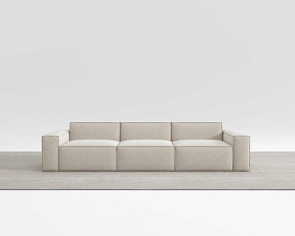 Modular Nest Sofa with double-seat tofu block design in neutral color.