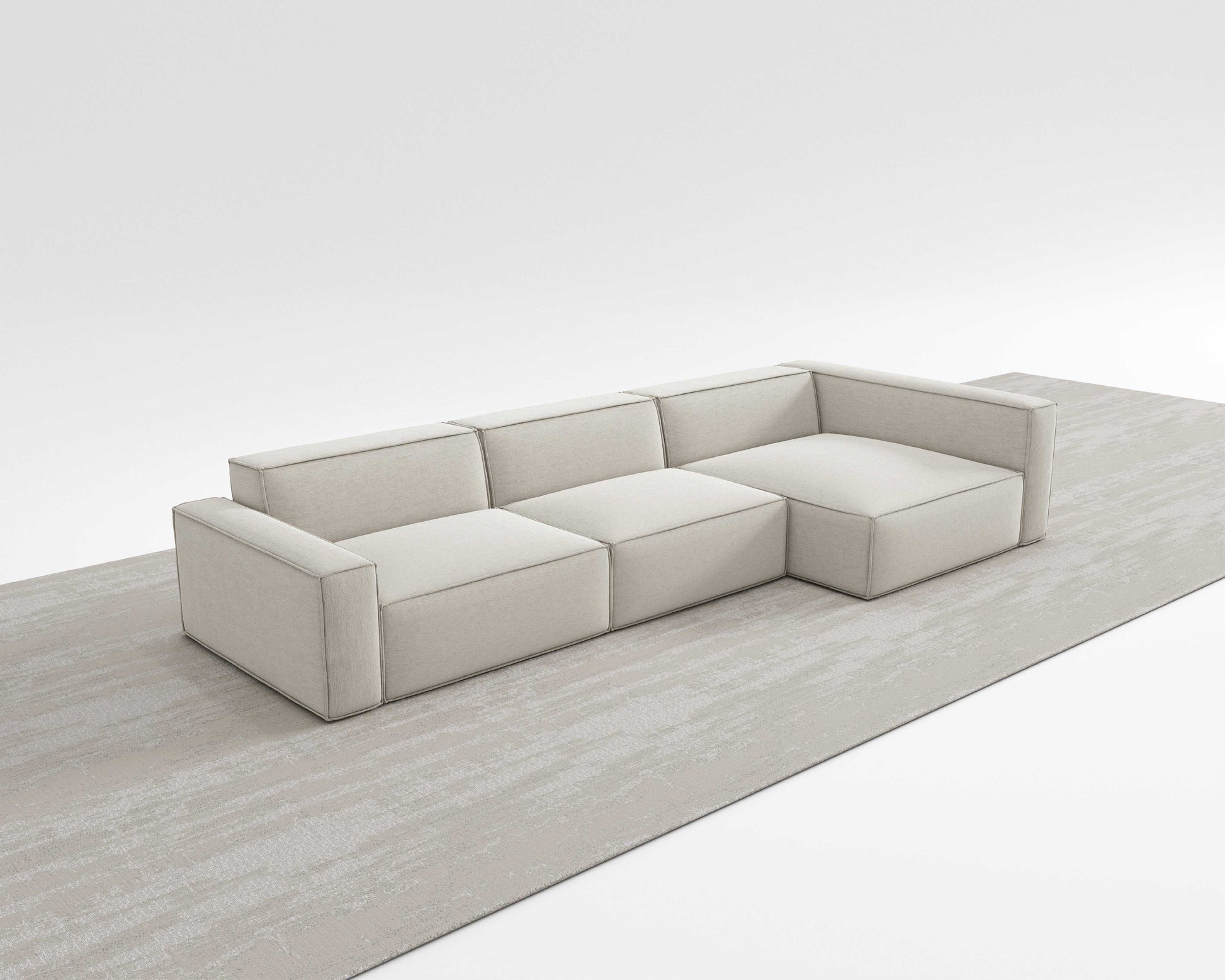 NEST SECTIONAL DOVE modular sofa with double-seat tofu block design and Vegan Smart Foam, ideal for open spaces.