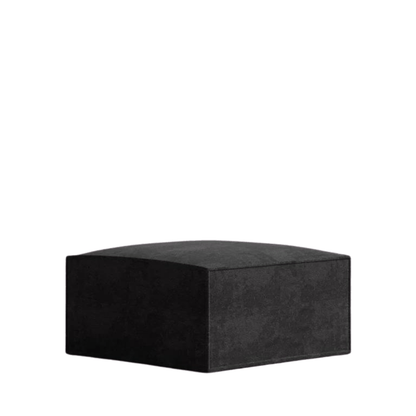 Sleek black Mod Ottoman with vegan fabric and plush cushion.