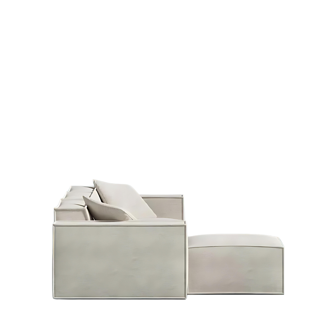 Mod Sectional in vegan fabric with sleek, low-profile design and armrest pillows.