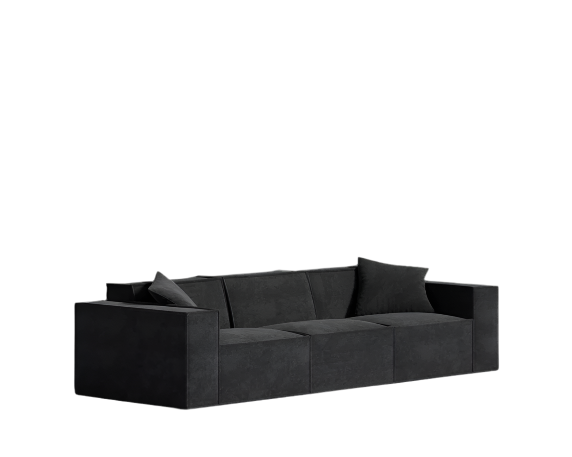 MOD SOFA CAVIAR - sleek minimalist design, vegan fabric, eco-friendly, spill-proof, easy assembly.