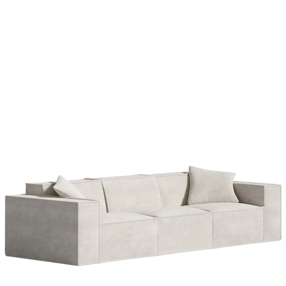 Modern minimalist Mod Sofa with vegan fabric, comfy pillows, and modular design.