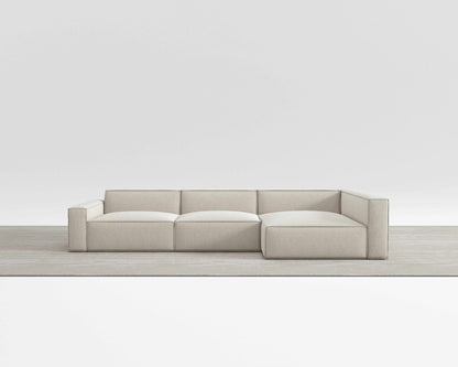 Mod Sectional sofa with modular tofu block design and Vegan Smart Foam.