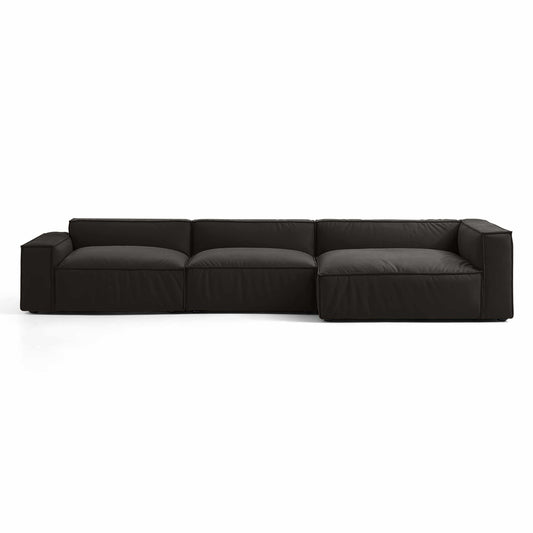 Mod Sectional sofa with modular design and double-seat tofu block style, crafted with Vegan Smart Foam, in a calming color palette.