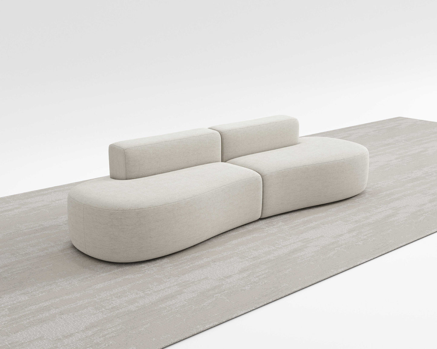 MILLI SOFA with sleek curved design for modern spaces, emphasizing comfort and modular flexibility.